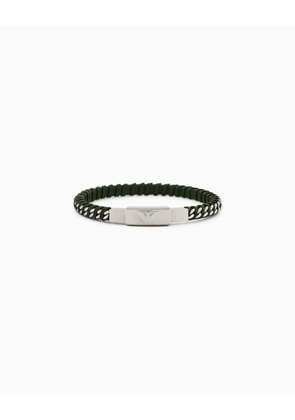 Stainless steel and leather bracelet