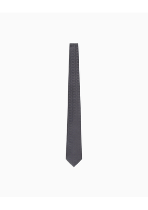 Pure silk eagle and check jacquard tie