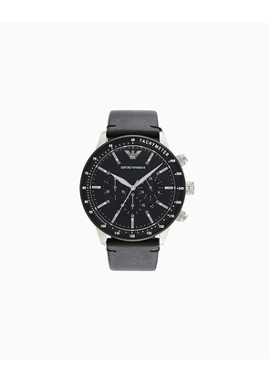 Men's Chronograph Black Leather Watch