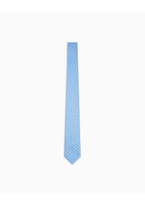 Pure silk tie with jacquard micro-pattern