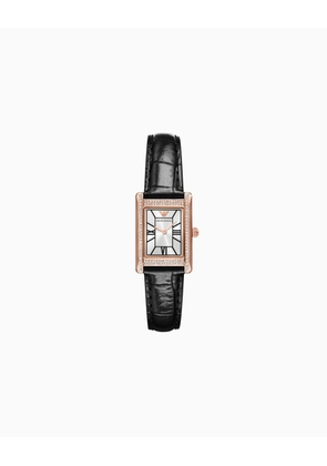 Two-Hand Black Leather Watch