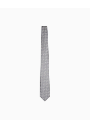Pure silk tie with jacquard pattern