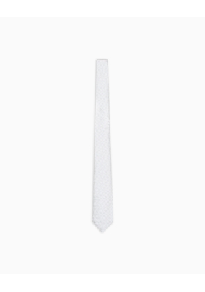 Pure silk tie with jacquard micro-check pattern