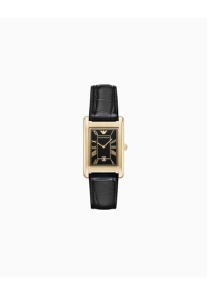 Two-Hand Date Black Leather Watch