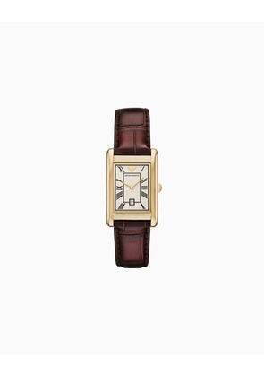 Two-Hand Date Brown Leather Watch