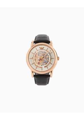 Men's Automatic Black Leather Watch