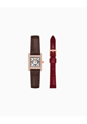 Interchangeable Leather Strap Watch Set