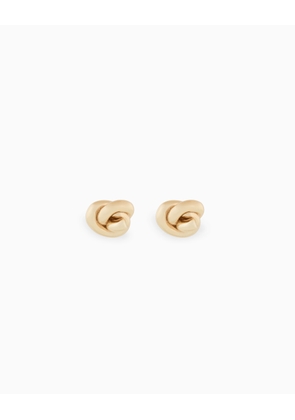 Yellow Gold-Tone Sterling Silver Knot Earrings