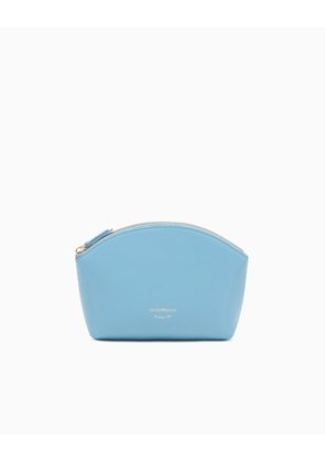 Beauty case textured leather with gold-toned zip