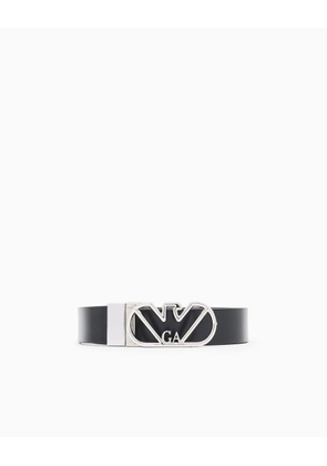 Leather reversible belt with eagle buckle