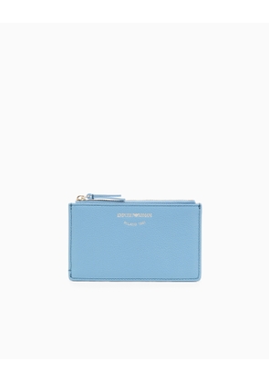 Zipped, tumbled-leather card holder