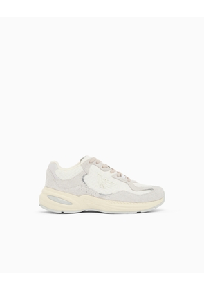 Raffia and suede sneakers
