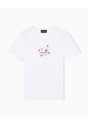organic jersey T-shirt with print and polka dots