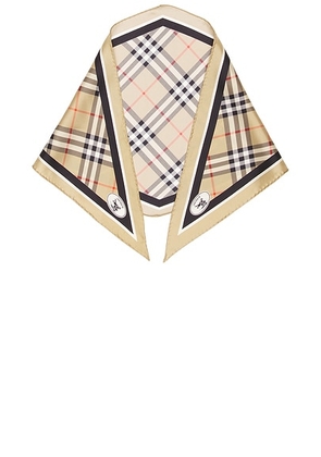 Burberry Knight Stamp Scarf in Sand - Tan,Black. Size all.