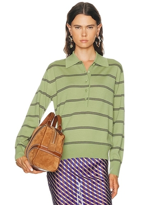 Dries Van Noten Tuno Polo Top in Olive - Olive. Size XS (also in S, M).