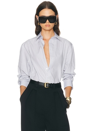 Saint Laurent Button Up Top in Craie & Noir - Black,White. Size 42 (also in 40).