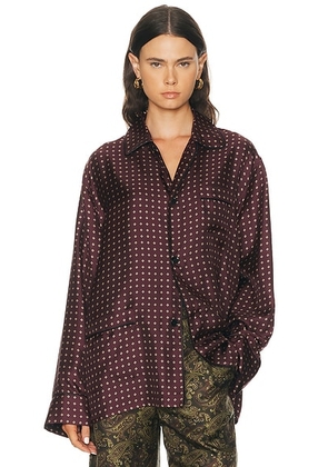 Saint Laurent Button Up Pajama Top in Bordeaux Nude - Burgundy. Size 38 (also in 40, 42).