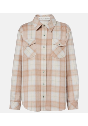God's True Cashmere Champagne Tartan cashmere shirt with emerald