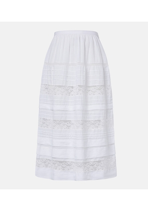 Doen Sidra lace-trimmed ramie midi skirt