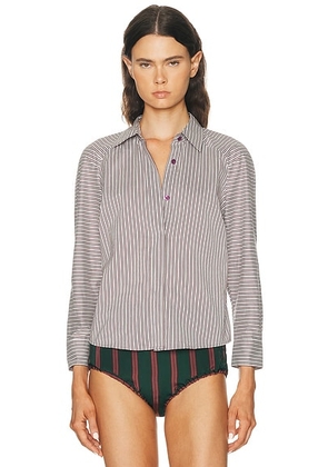 Dries Van Noten Clavinia Shirt in Brown - Brown,Blue. Size 38 (also in 42).