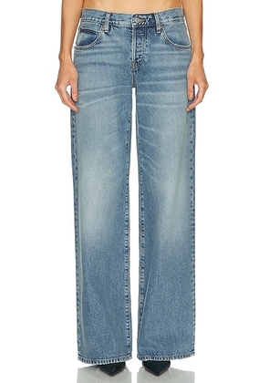 FRAME x Alexandra Leclerc The Leo Low Rise Baggy Jean in Rivage - Blue. Size 32 (also in 30, 31).