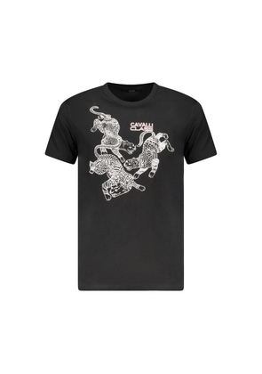 Cavalli Class Black Cotton Men's T-Shirt - XXL