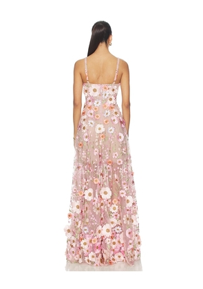Bronx and Banco Venice 3d Floral Jasmine Maxi Gown in Mauve. Size XS. Also in M, L.