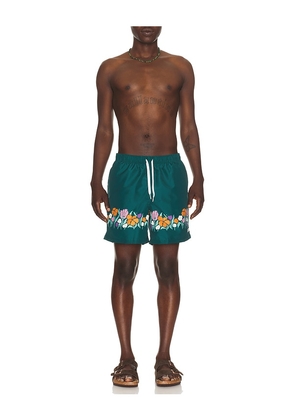 Bather Evergreen Lawn Printed Swim Trunks in Green. Size S. Also in M, L, XL/1X.