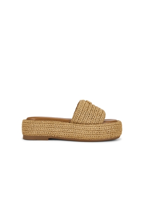 Coach Sculpted C Flatform Raffia Slide in Neutral. Size 6. Also in 6.5, 7, 7.5, 8, 8.5, 9, 9.5, 10.