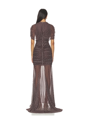 Amanda Uprichard X Revolve Evianna Mesh Gown in Chocolate. Size XS. Also in S.