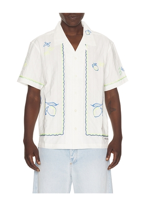 Dunst Hand Drawing Open Collared Shirt in White. Size M. Also in L, XL.