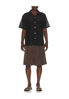 Dunst Open Collared Crochet Shirt in Black. Size M. Also in L.