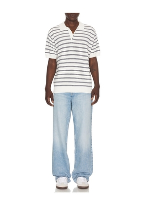 Dunst Striped Polo in White. Size M. Also in L, XL.