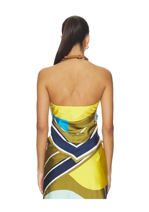 Amir Taghi Adrienne Top in Olive,Blue. Size 0. Also in 2, 4.