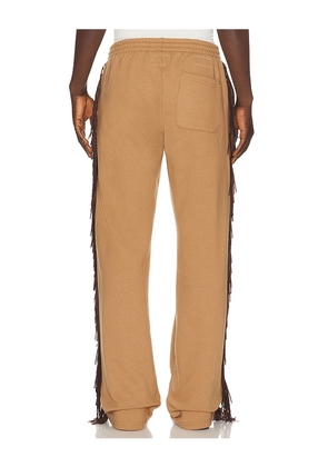 Austin Post Fringed Straight Cut Pant in Brown. Size S. Also in M, L, XL/1X, XXL/2X.
