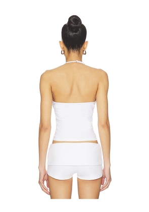Frankies Bikinis X JENNIE Nora Cotton Jersey Halter Top in White. Size S. Also in XS, M, L.