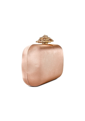 olga berg Rosa Crystal Lock Clutch in Rose Gold.