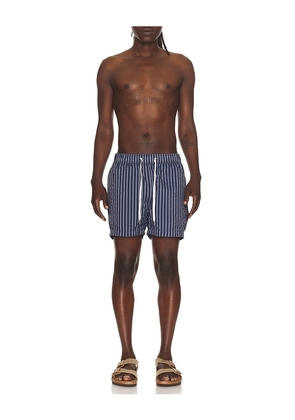 onia Charles 4 Swim Trunk in Blue. Size S. Also in M, L, XL/1X.