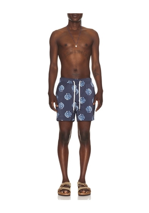 onia Charles 4 Swim Trunk in Blue. Size S. Also in M, L, XL/1X.