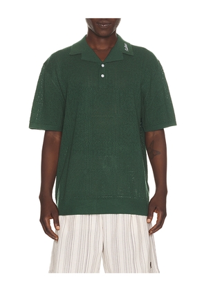 Malbon Resort Crochet Polo in Green. Size S. Also in M, L, XL/1X.