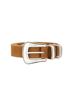 Nudie Jeans Western Suede Silver Belt in Brown. Size 80cm. Also in 100cm, 90cm, 95cm.