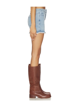 MORE TO COME Karlita Denim Mini Skirt in Blue. Size XXS. Also in XS, S, M, L, XL.