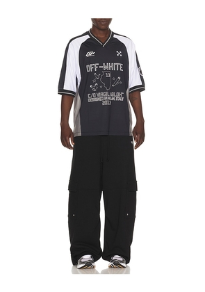 OFF-WHITE Eagle Team Soccer Jersey in Black,White. Size S. Also in L, XL/1X.
