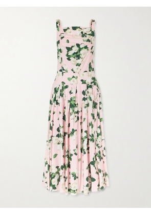 Carolina Herrera - Floral-printed Cotton-blend Midi Dress - Pink - US2,US4,US6,US8,US10,US14