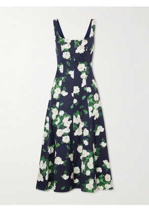 Carolina Herrera - Floral-print Faille Midi Dress - Blue - US0,US2,US4,US6,US8,US10,US12
