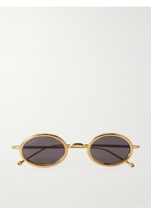 Cartier Eyewear - Oval-frame Gold-tone Titanium Sunglasses - Black - One size
