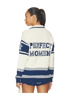 Perfect Moment Schild Knit Cardigan in White,Navy. Size XS. Also in S, M, L.