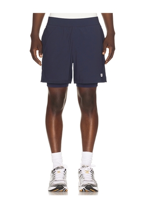 Wilson Set Point Short 5 Lined in Navy. Size M. Also in L, XL/1X, S.