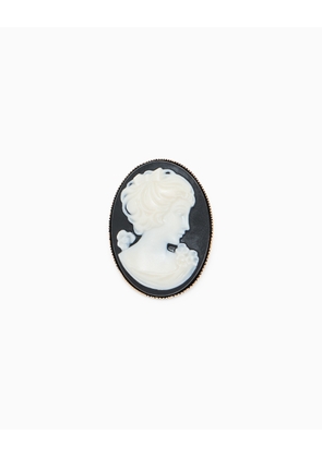 Brooch with a vintage-style oval cameo and female profile