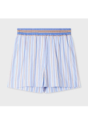Paul Smith Women's Light Blue Stripe Cotton Shorts